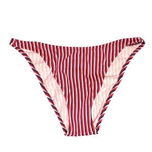 25) Red, White & Blue Vertical Stripe Bikini Bottom Sz. L